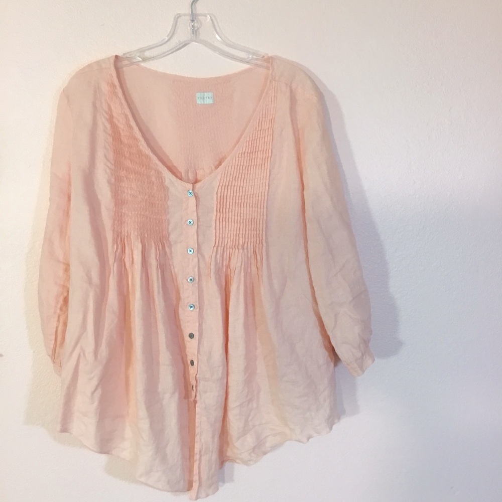 Poetry London Linen Pleated Blouse